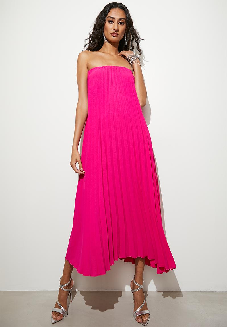 Strapless pleated trapeze dress - pink VELVET Formal | Superbalist.com