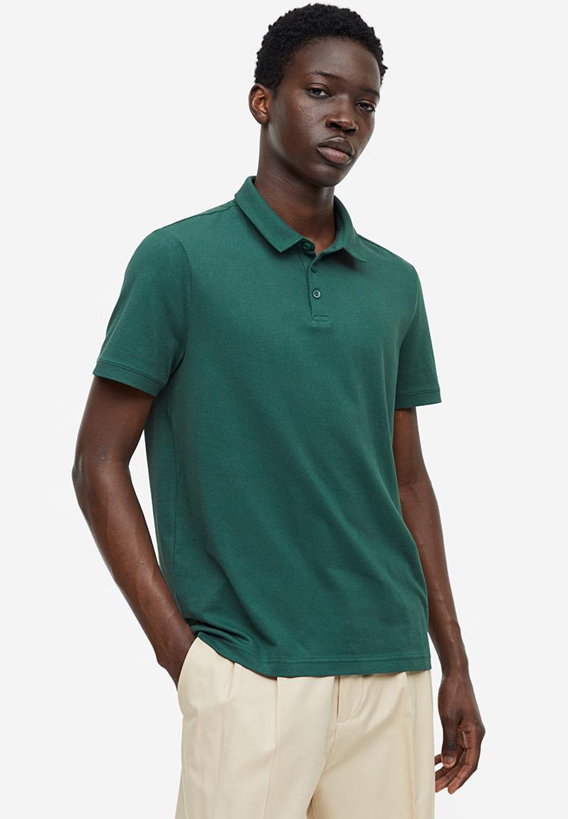 Coolmax® slim fit polo shirt - dark green - 0967154017 H&M T-Shirts ...