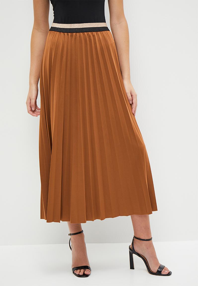 Pleated midi skirt - tobacco brown HAILYS Skirts | Superbalist.com