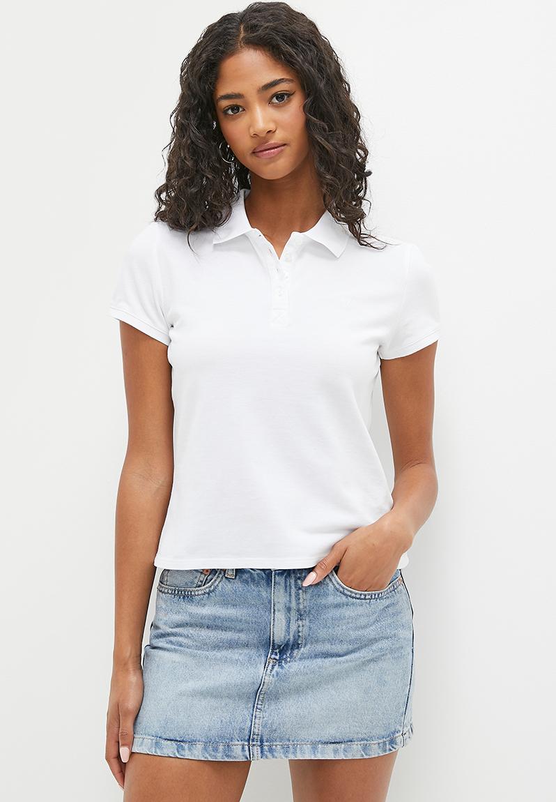 Lds es guess logo pigue polo - white GUESS T-Shirts, Vests & Camis ...