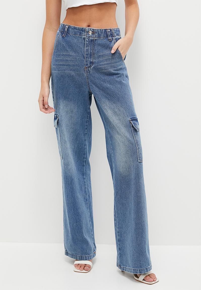 Denim wide leg cargo jeans - blue denim Me&B Jeans | Superbalist.com