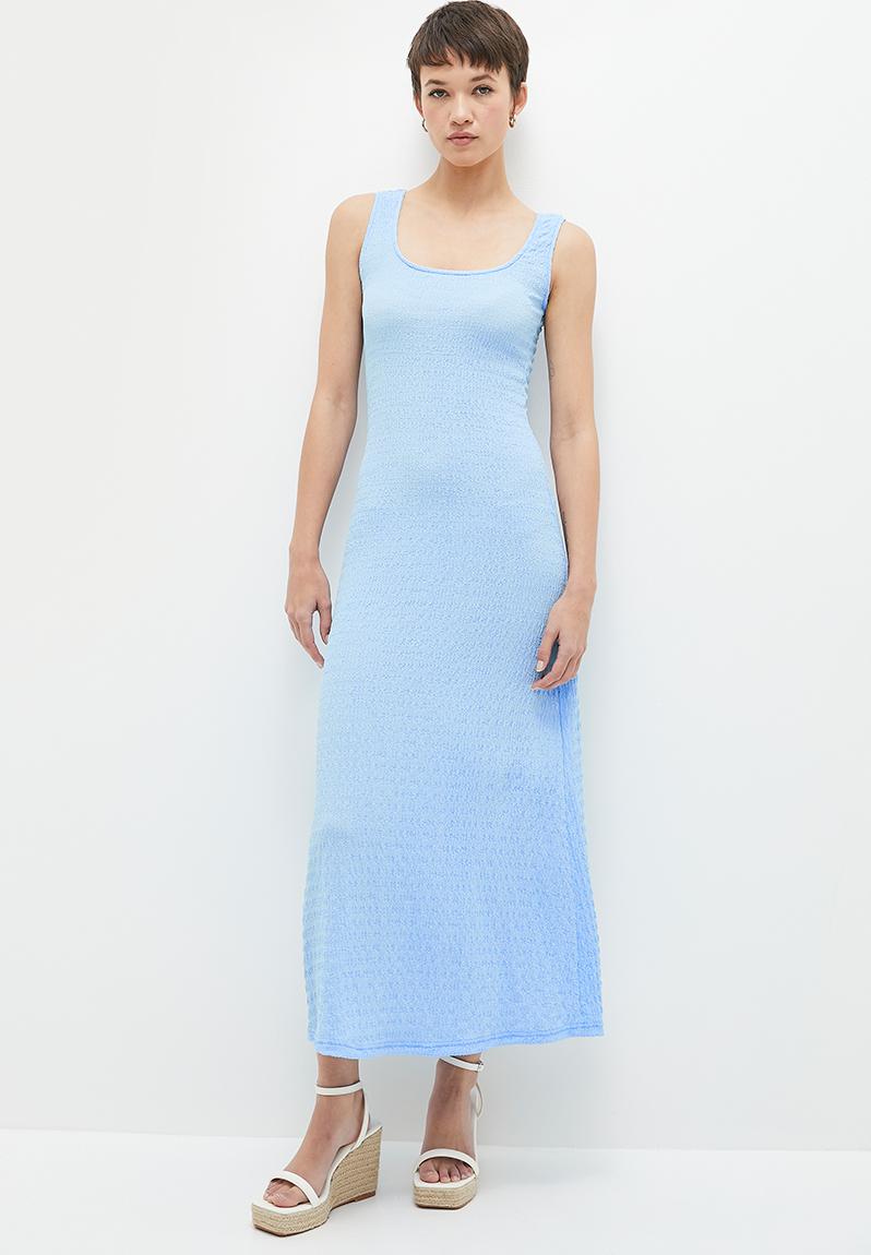 Light Blue Knit Mahjong Tile Tank Dress