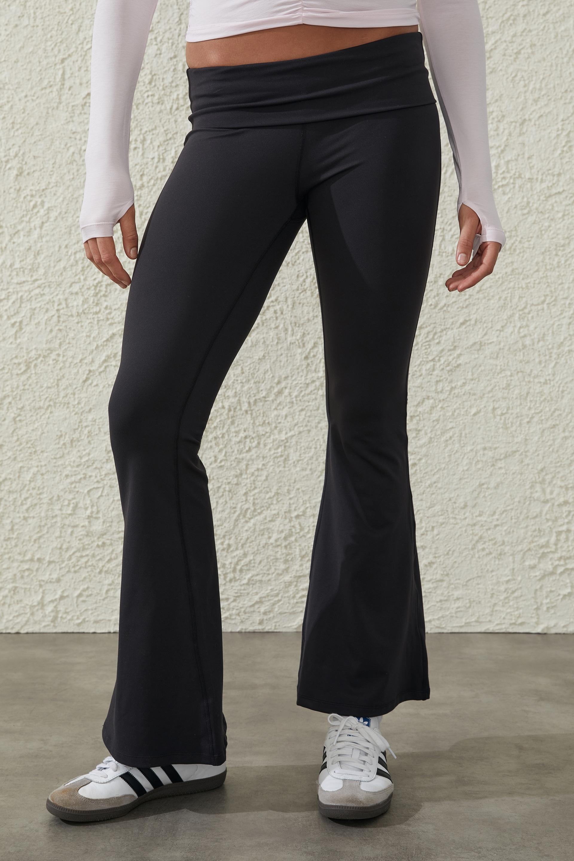 Ultra Soft Fold Over Flare Tight - Black