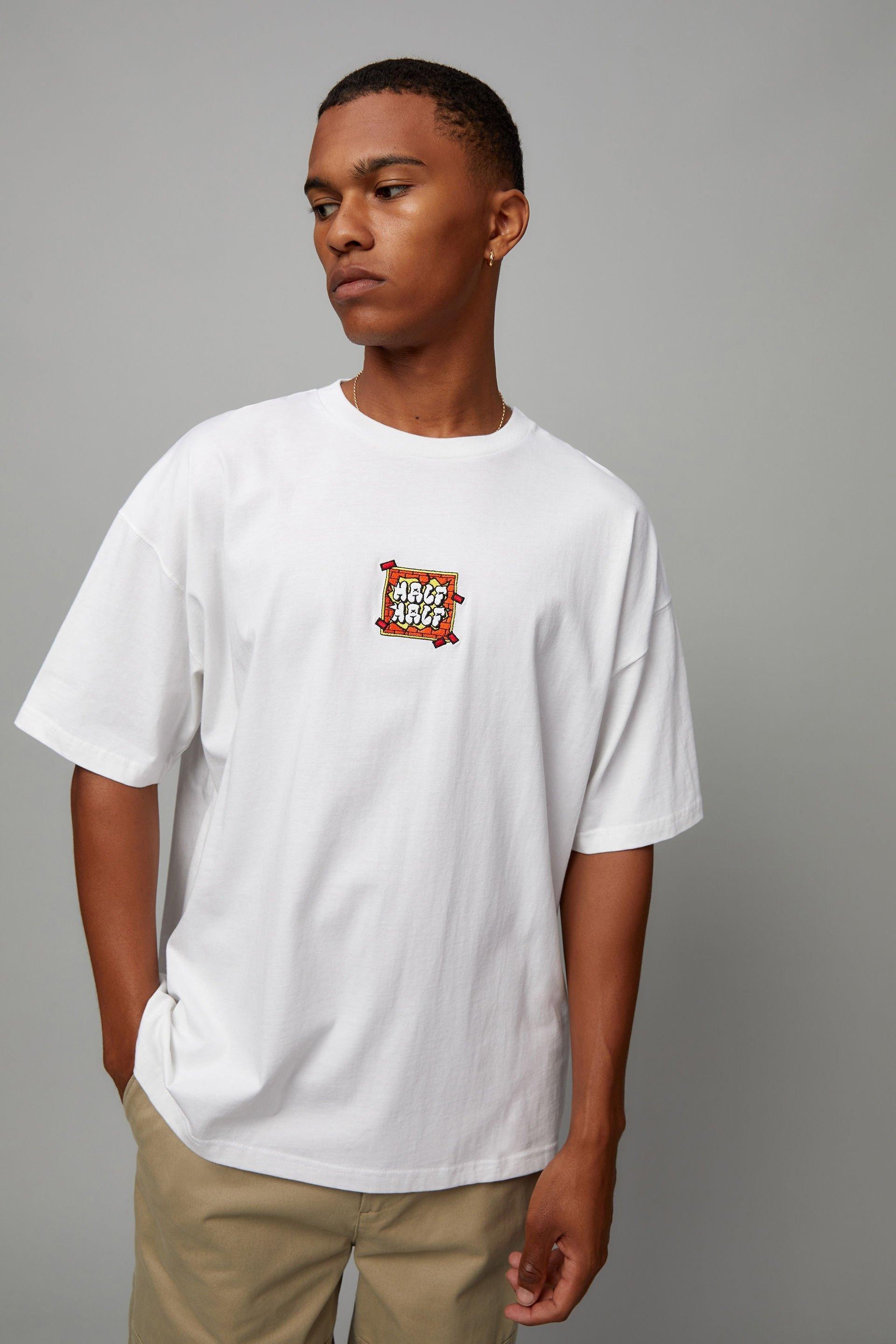 Half half oversized T-shirt - white/half half pill Factorie T-Shirts ...