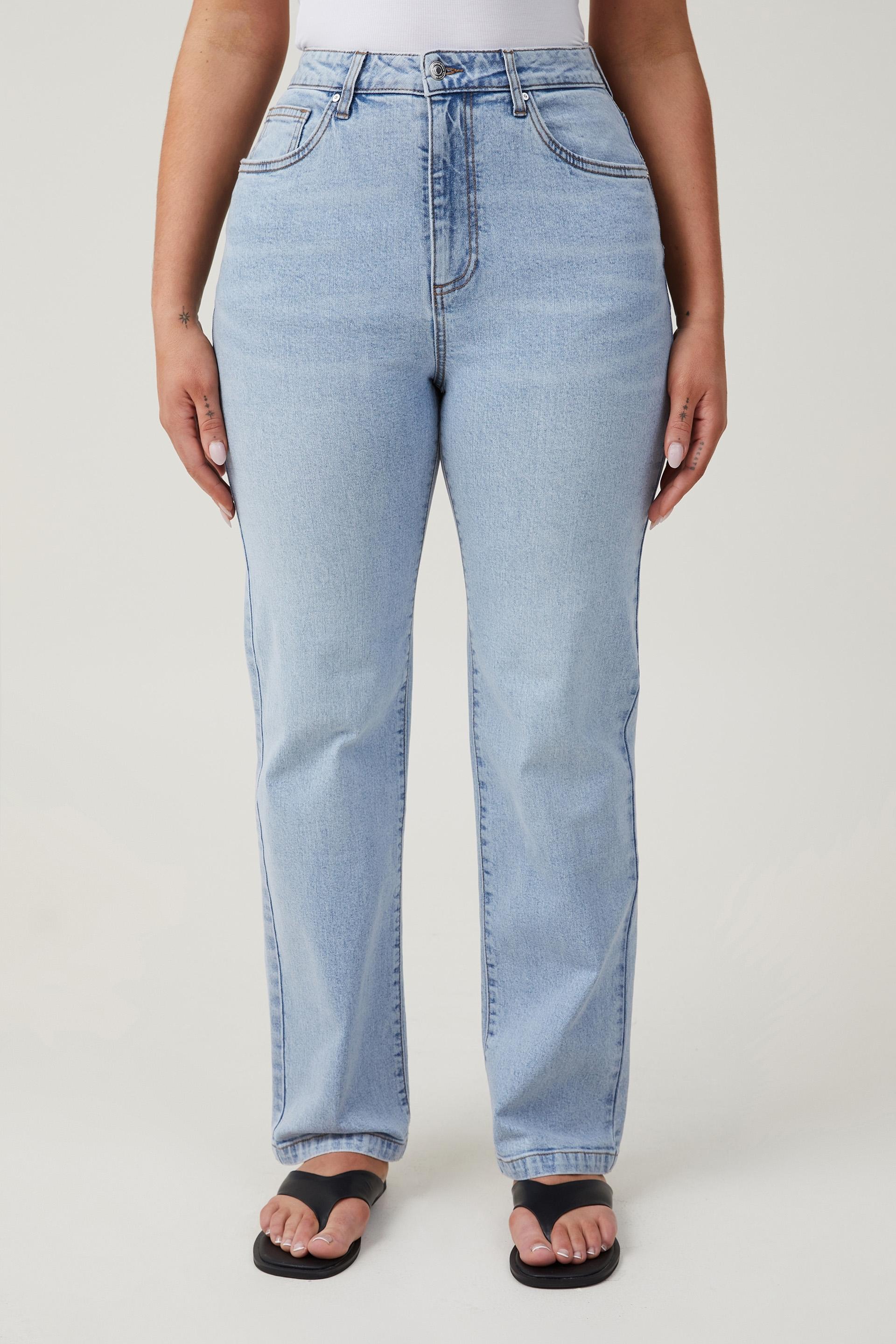 Plus Curvy Stretch Straight Jean-Bondi Blue Cotton On Jeans ...