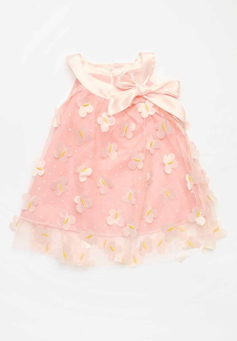 NGDR273-BABY GIRL SS POPLIN DRESS-PINK