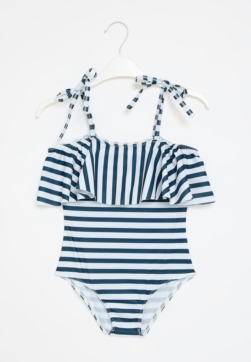 Girls striped swimsuit - blue and white POP CANDY Swimwear ...