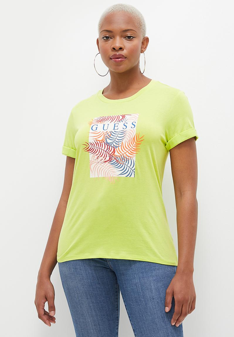 Short sleeve guess palm tee - dusty kiwi GUESS T-Shirts, Vests & Camis ...