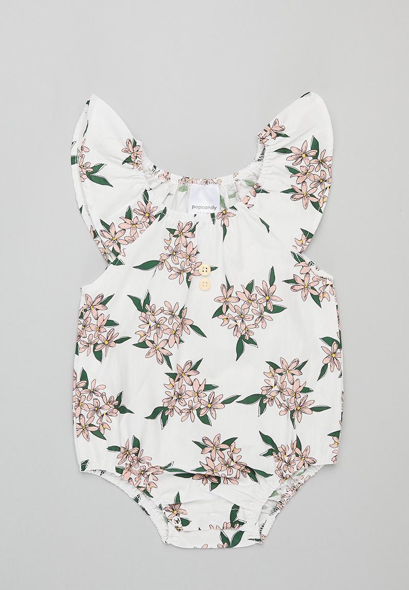 Light Pink Hearts Cotton Baby Romper with Frill