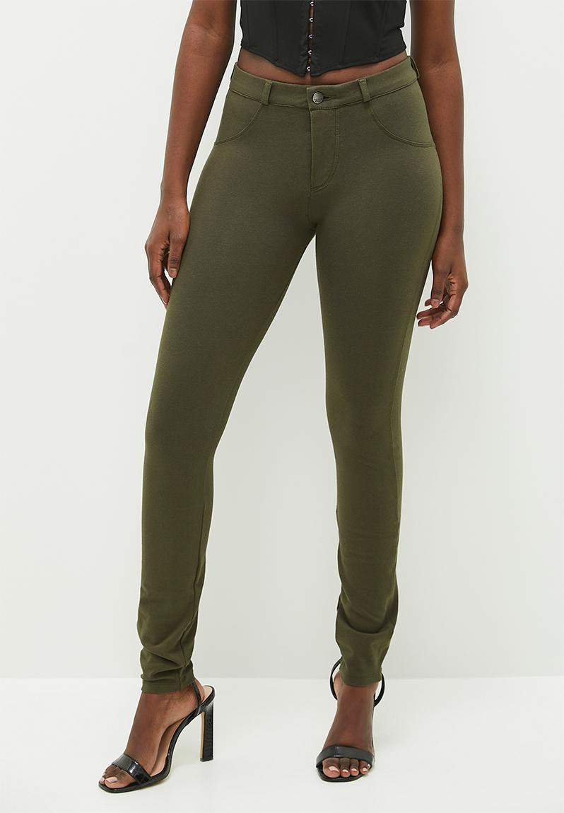 Khaki Rachel scuba jeggings