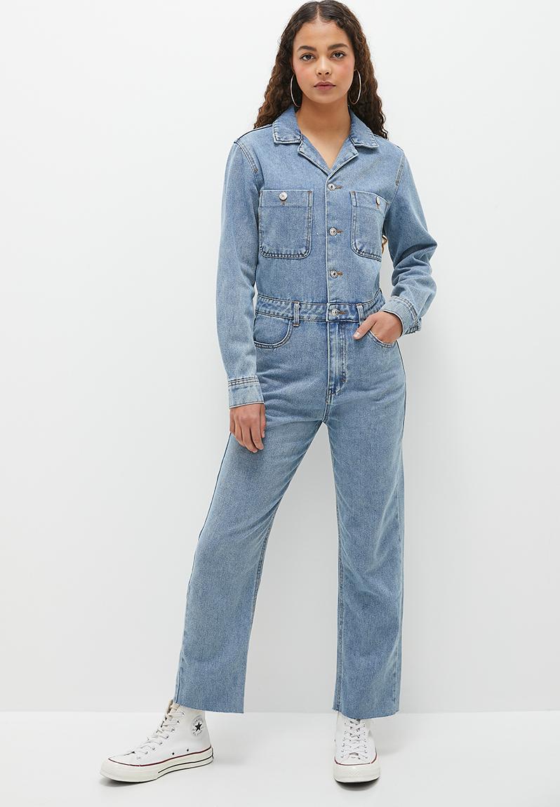 Long sleeve denim jumpsuit - mid blue dailyfriday Casual | Superbalist.com