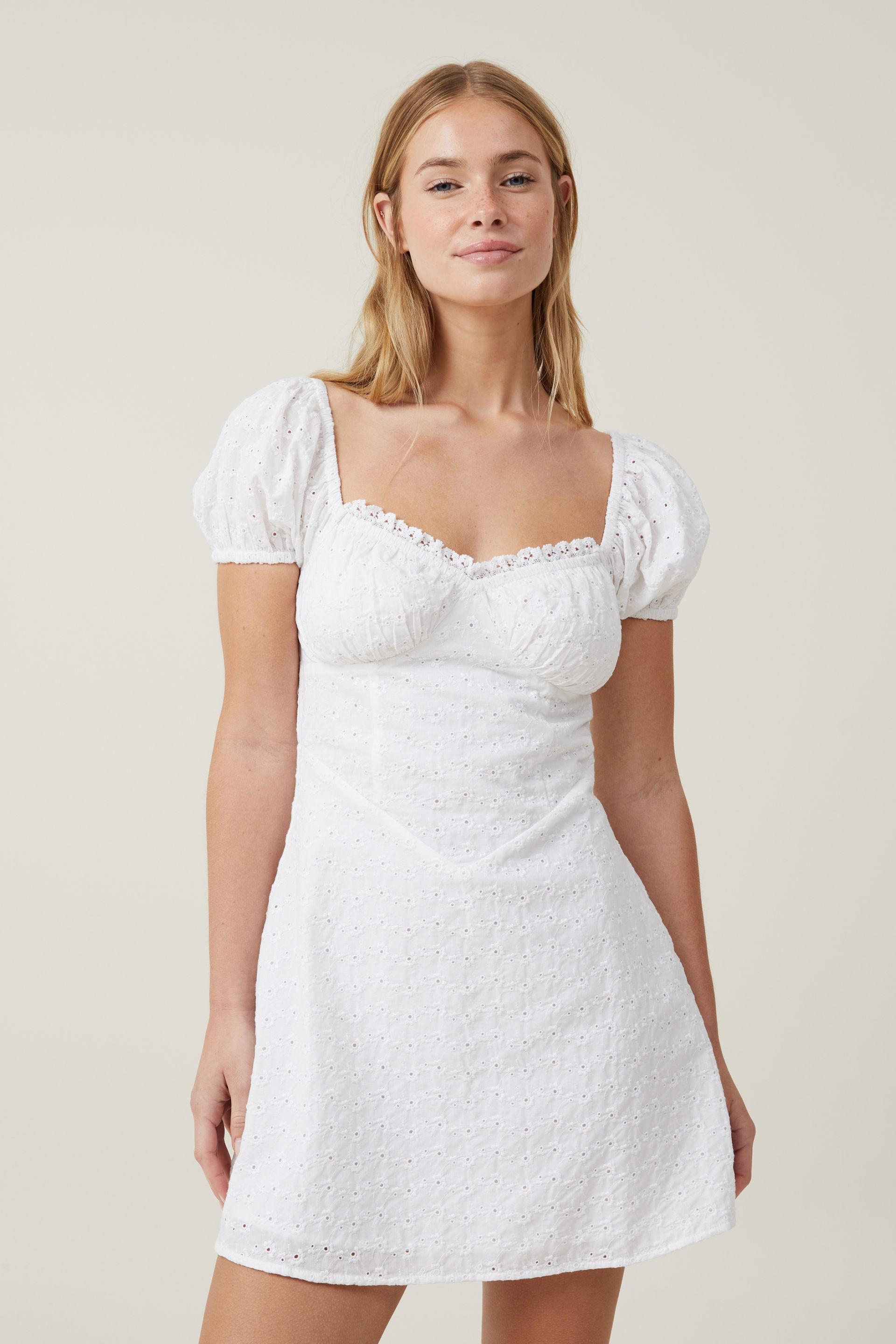 White Corset Embroidery A-Line Mini Party Dress