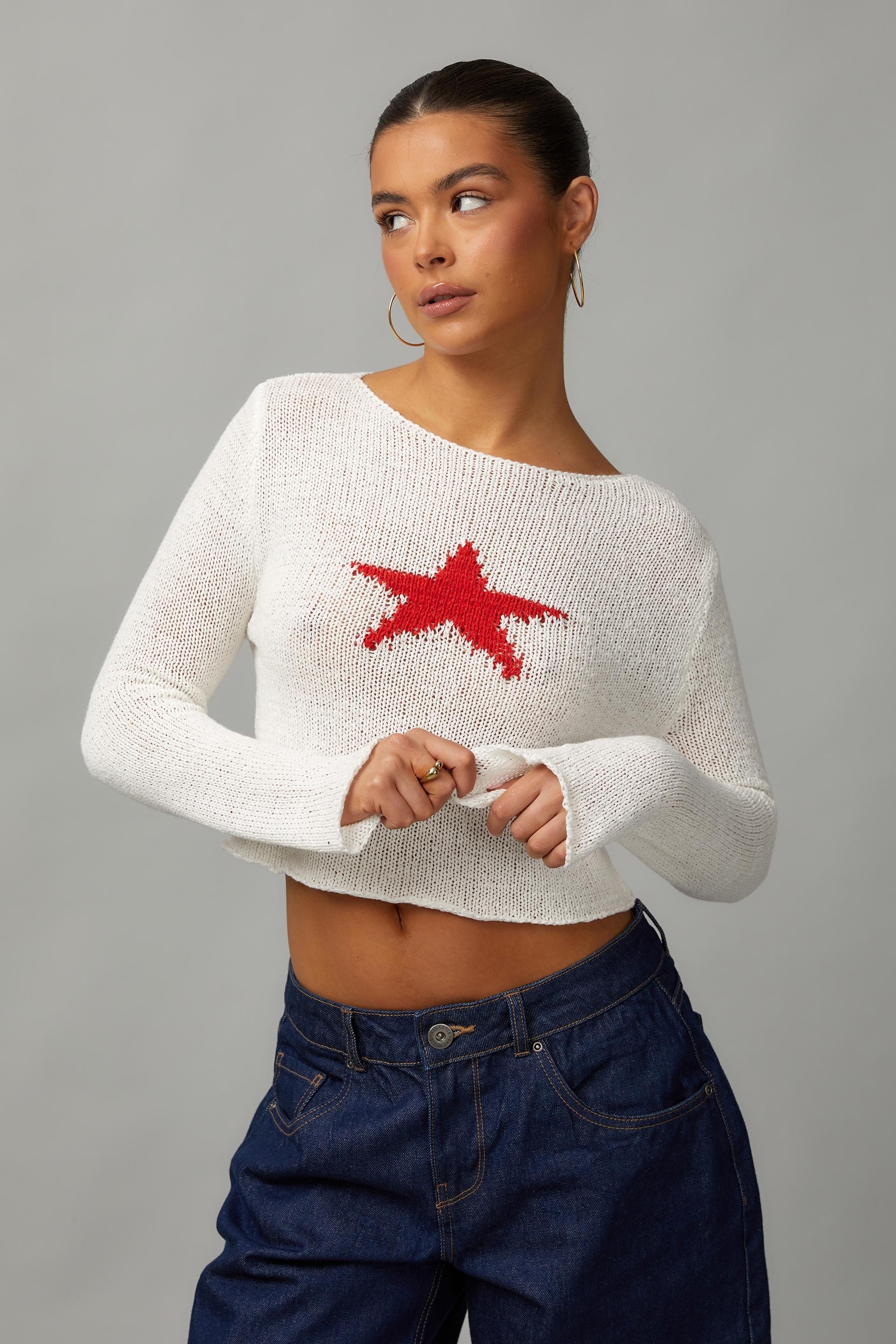 Ribbed Star Fine Knit Jumper