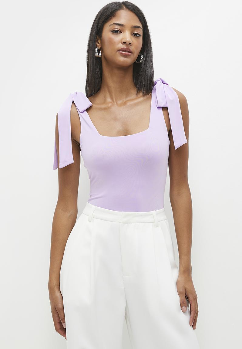 Easy shoulder tie bodysuit - lilac MILLA T-Shirts, Vests & Camis ...