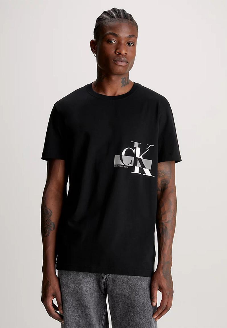 Glitched CK Logo Tee - Ck Black CALVIN KLEIN T-Shirts & Vests ...