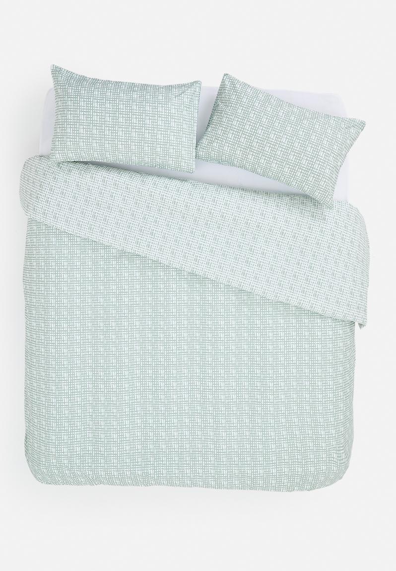 Cross Hatch Cotton Blend Reversible Duvet Set - Sage Sixth Floor ...