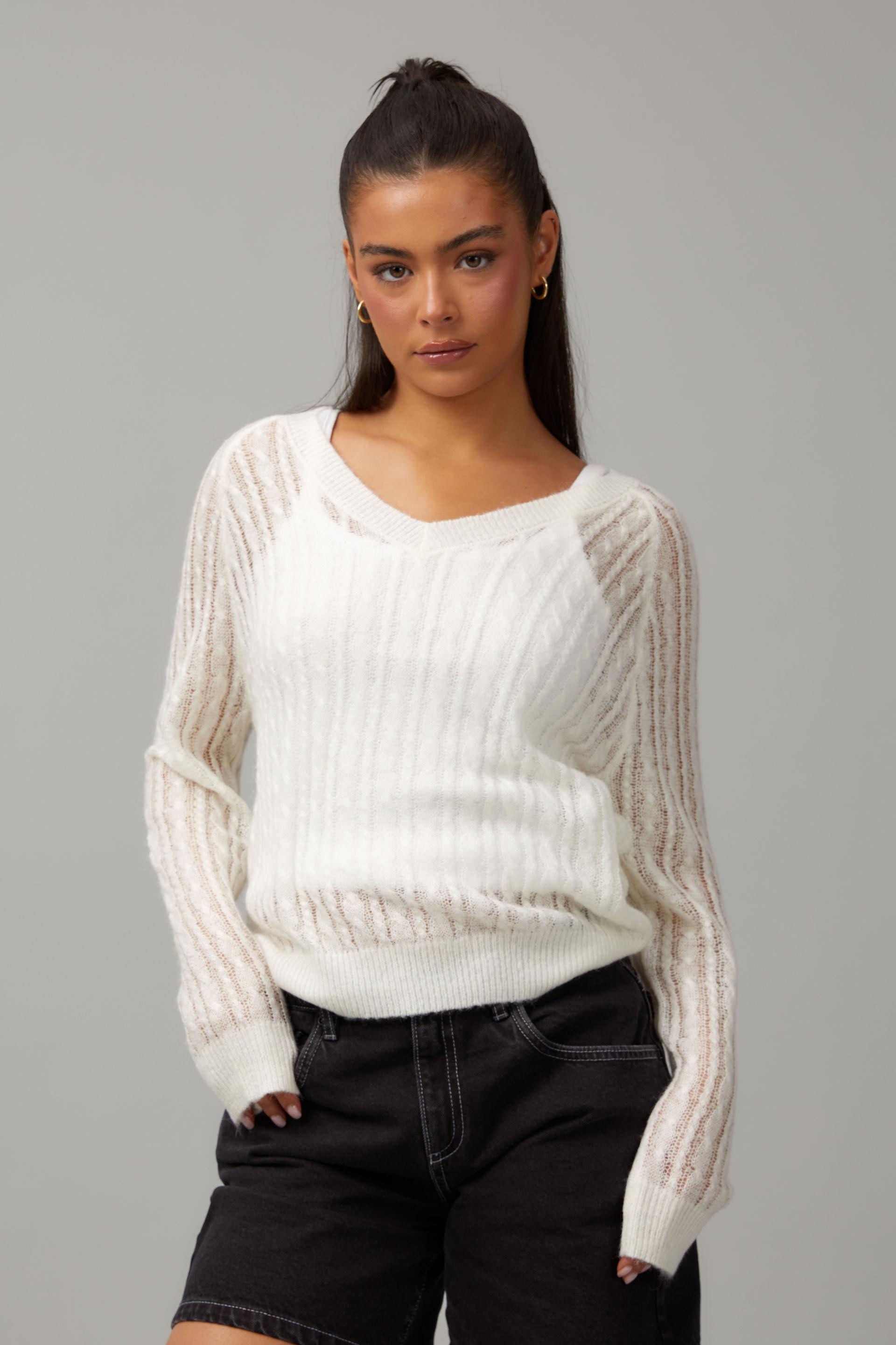 Araminta James AJ V-Neck Knit Sweater - Coconut