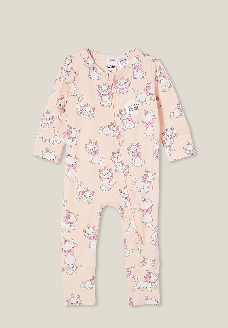 The long sleeve zip romper license - lcn dis crystal pink/marie ...
