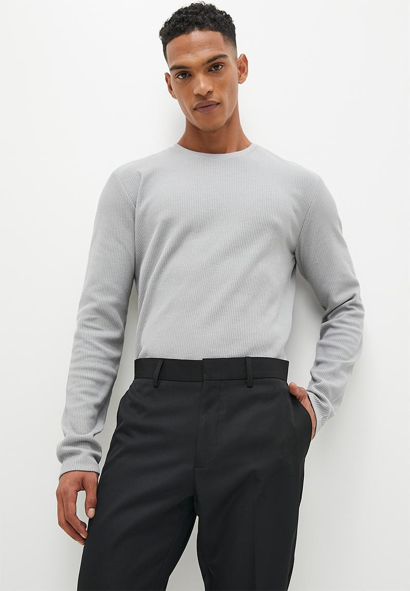 Long Sleeve Ribbed Tee - Mid Grey Superbalist T-Shirts & Vests ...