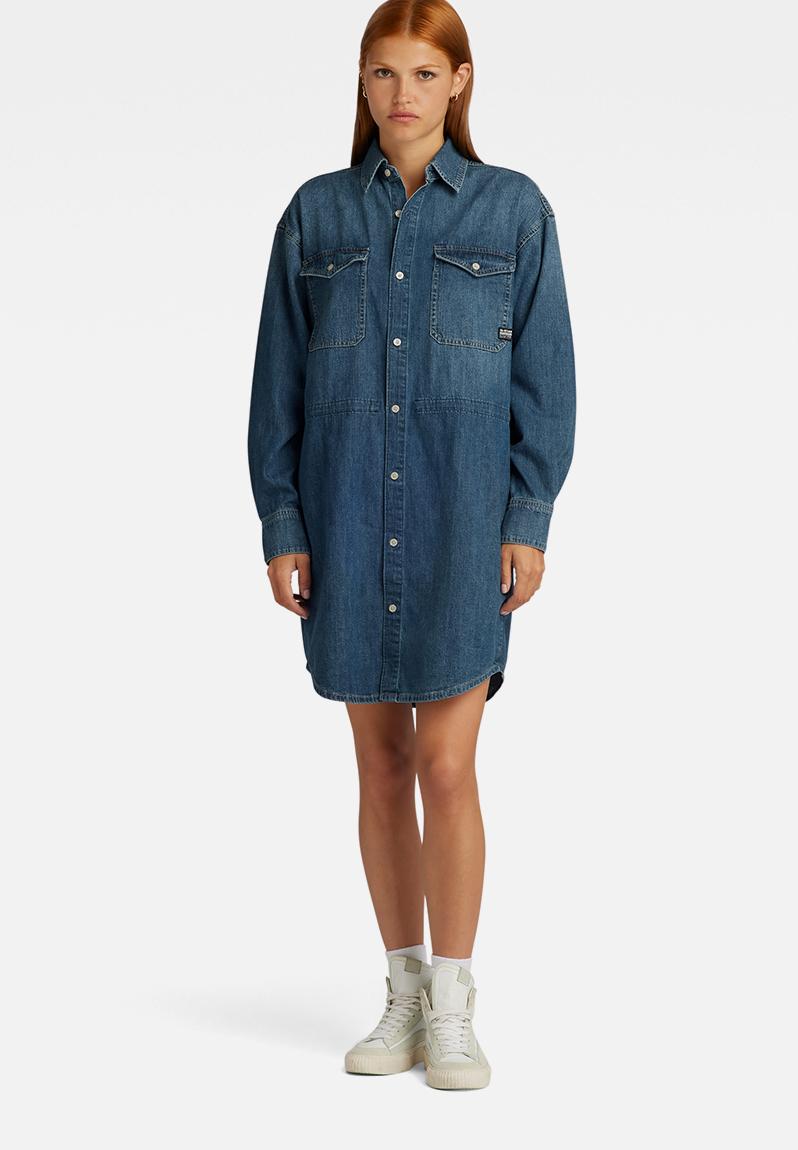 Drawcord Dress - Dusty Blue