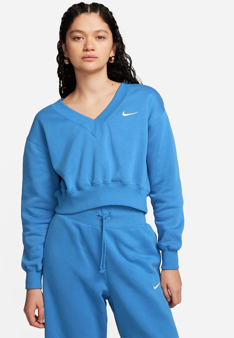 W nsw phnx flc crop vneck - star blue/sail Nike Hoodies, Sweats ...