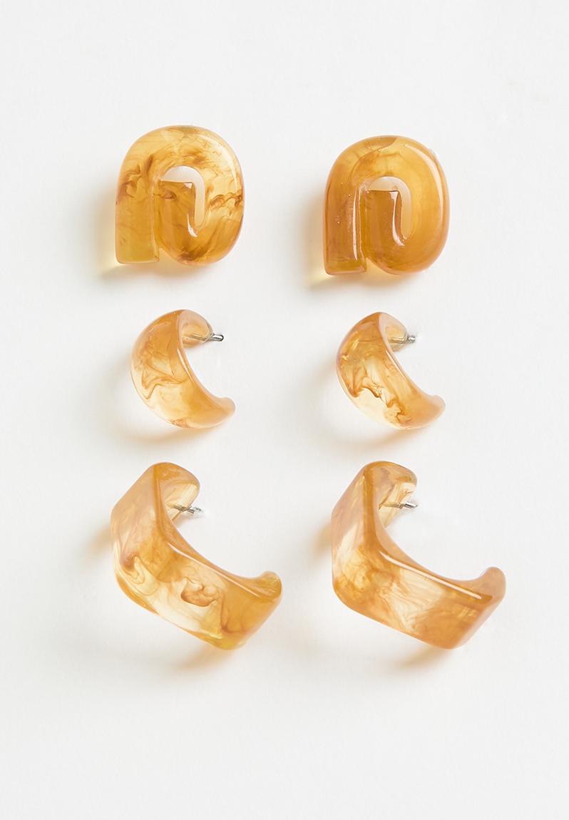 Rae earring pack-brown