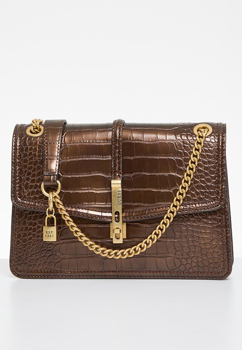 Guess Brenton Flap Shoulder Bag Latte Logo | DE