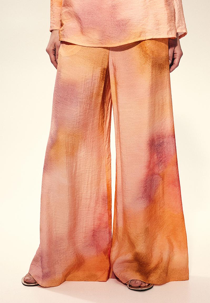 Wide trousers - peach pink/patterned - 1217977002