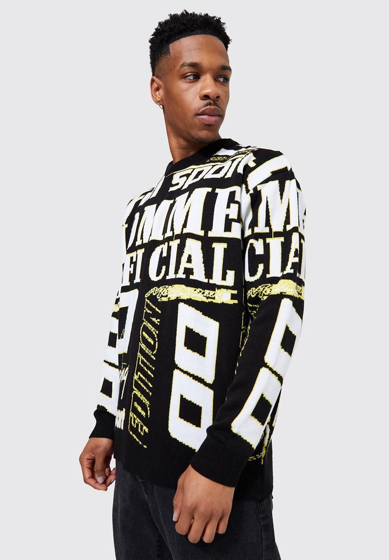 All over moto knitted jumper - yellow boohooMAN Knitwear | Superbalist.com