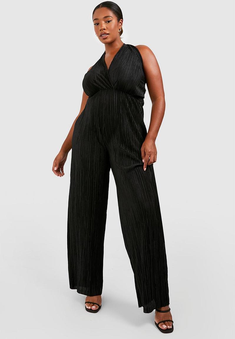 Hazel | Halterneck Wide Leg Jumpsuit - Black
