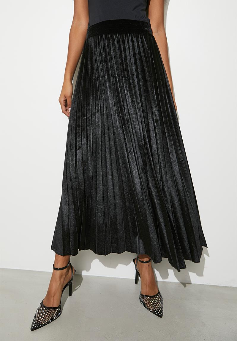 Velvet pleated midi skirt - black VELVET Skirts | Superbalist.com