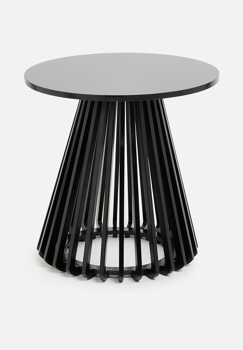 Birch ribbed side table - black