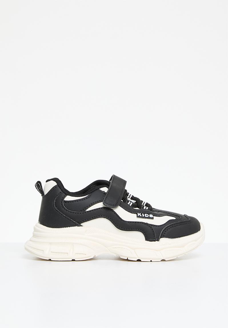 Lace & velcro sneakers - black & white,1 POP CANDY Shoes | Superbalist.com