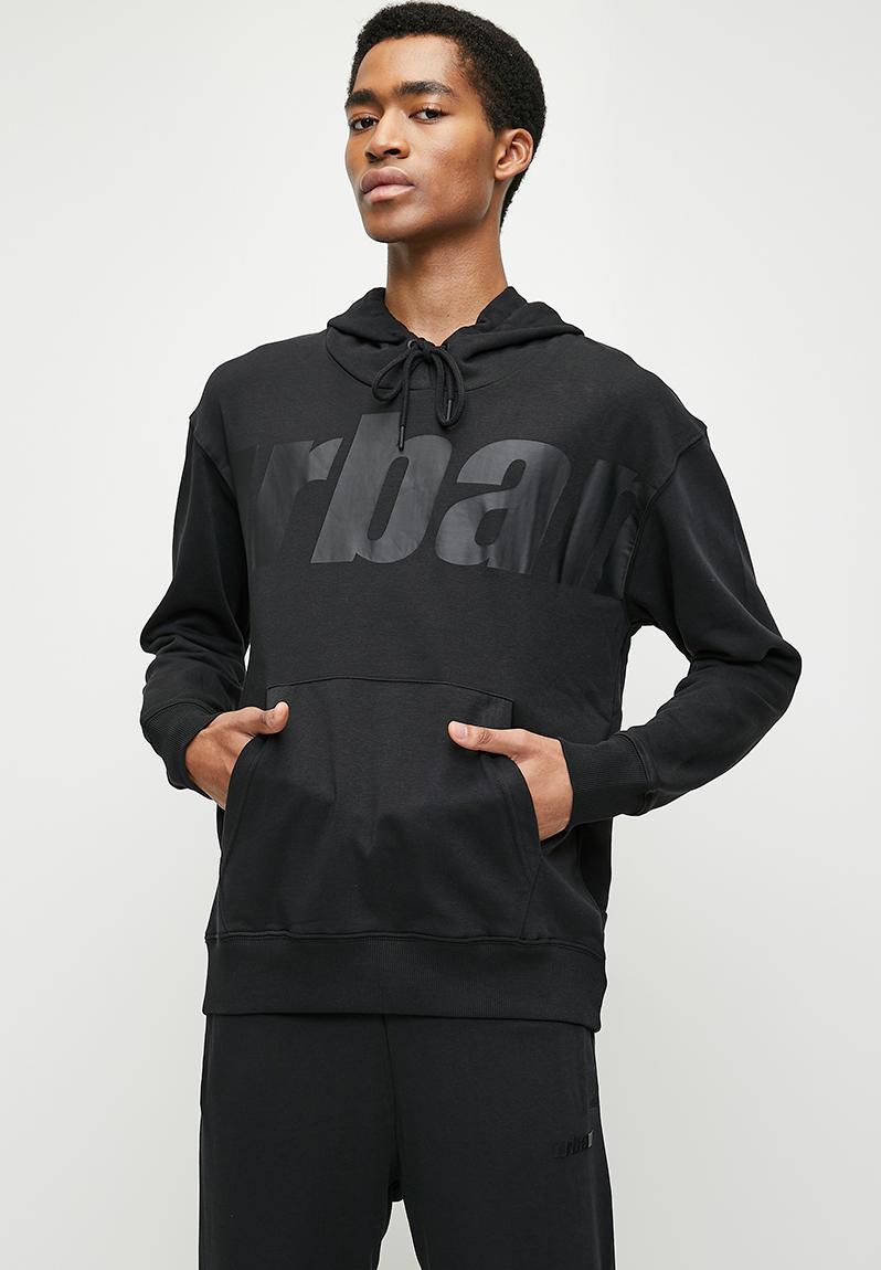 Mens Urban Unbrushed Fleece Sweater - Pull Over Hoody-Jet Black urban ...