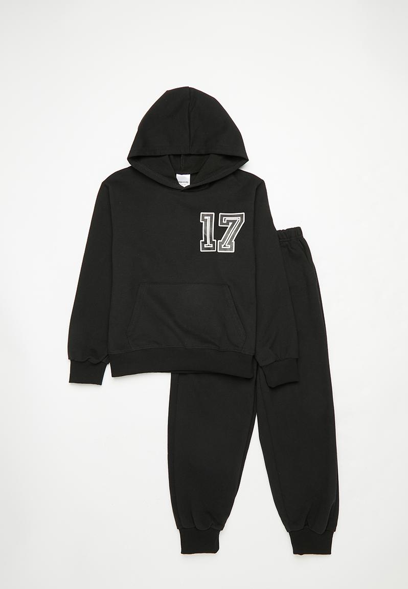 Denim Hooded Tracksuit Set