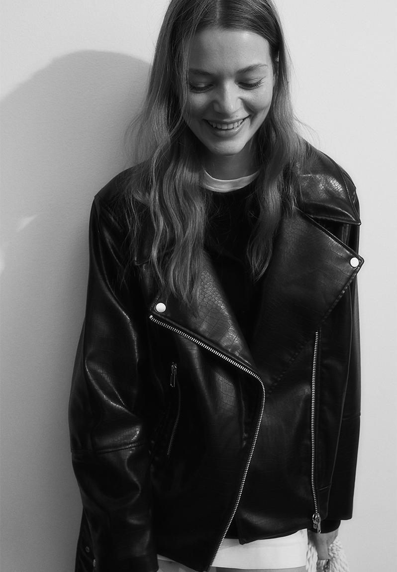 Textured Biker Jacket - Crocodile