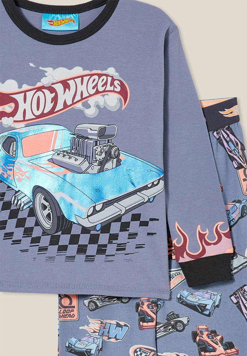 Ace long sleeve pyjama set licensed - lcn mat steel/hot wheels flames Cotton On Sleepwear ...