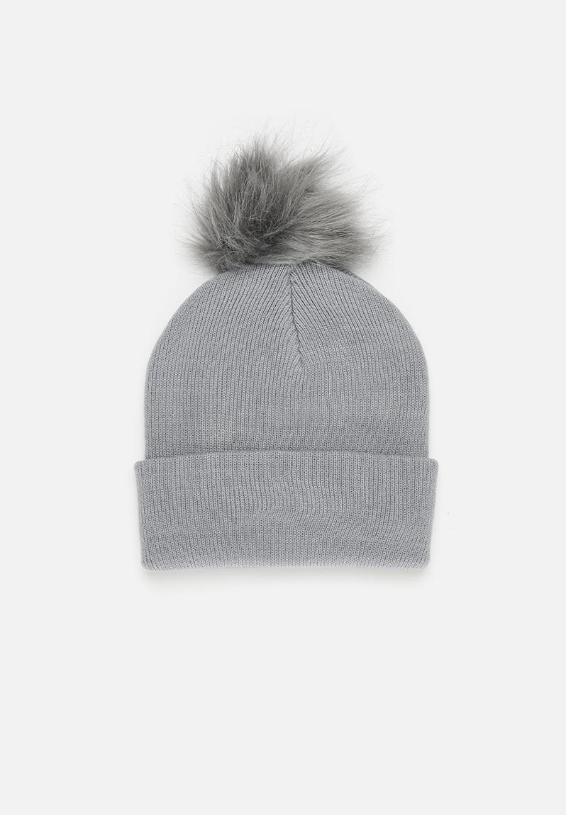 Cover Your Ears Pom Pom Beanie in Grey main image 1