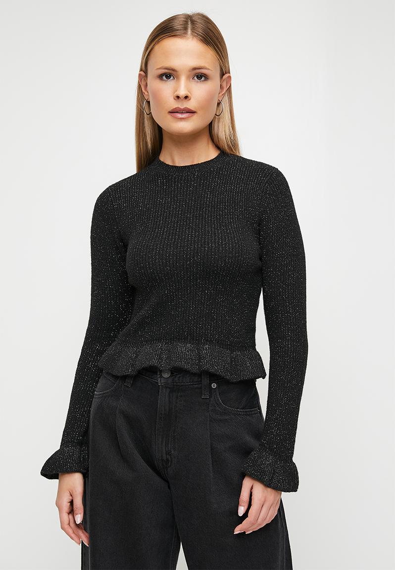 Macey Rib Lurex Burg Crew W main image 1