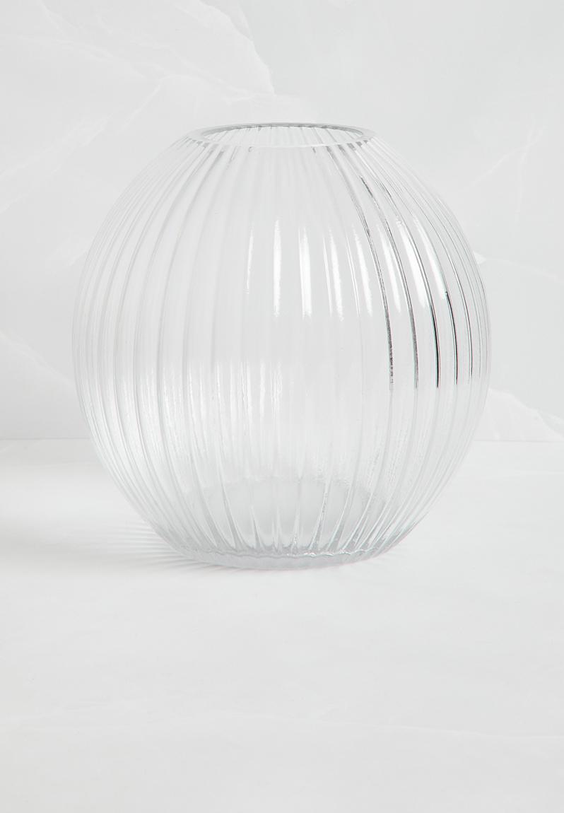 Globus ribbed vase - clear Silk By Design Decor Accessories ...