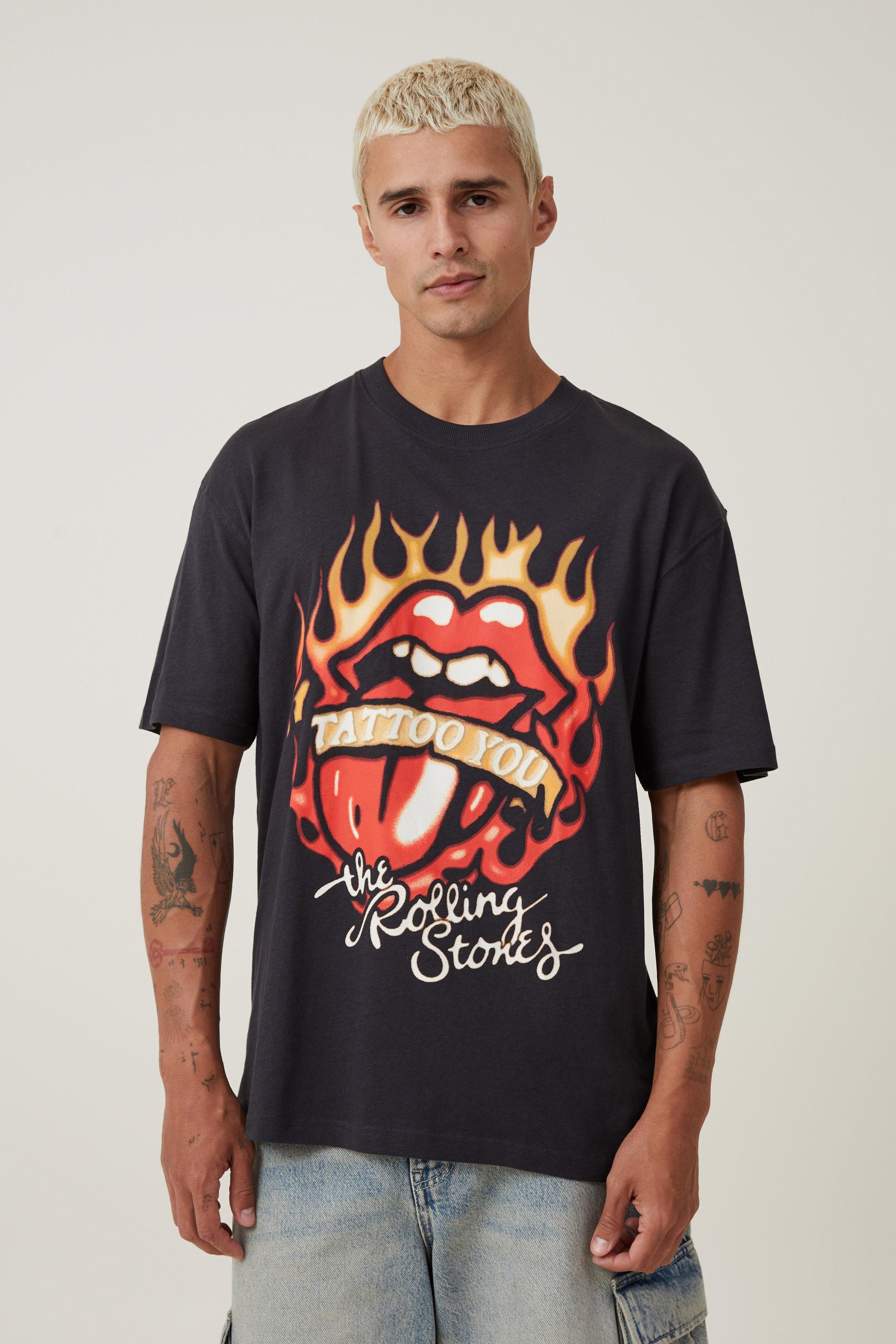 Loose Fit Music T-Shirt - lcn bra washed black/rolling stones