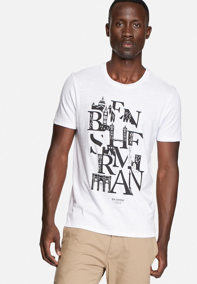 Multi-Font Logo Tee - Bright White Ben Sherman T-Shirts & Vests ...