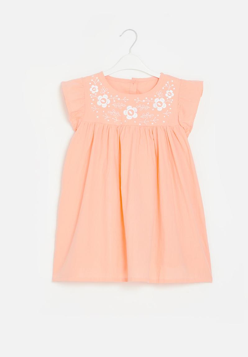 Mayoral Girls Frill Sleeve Skater Dress, Orange