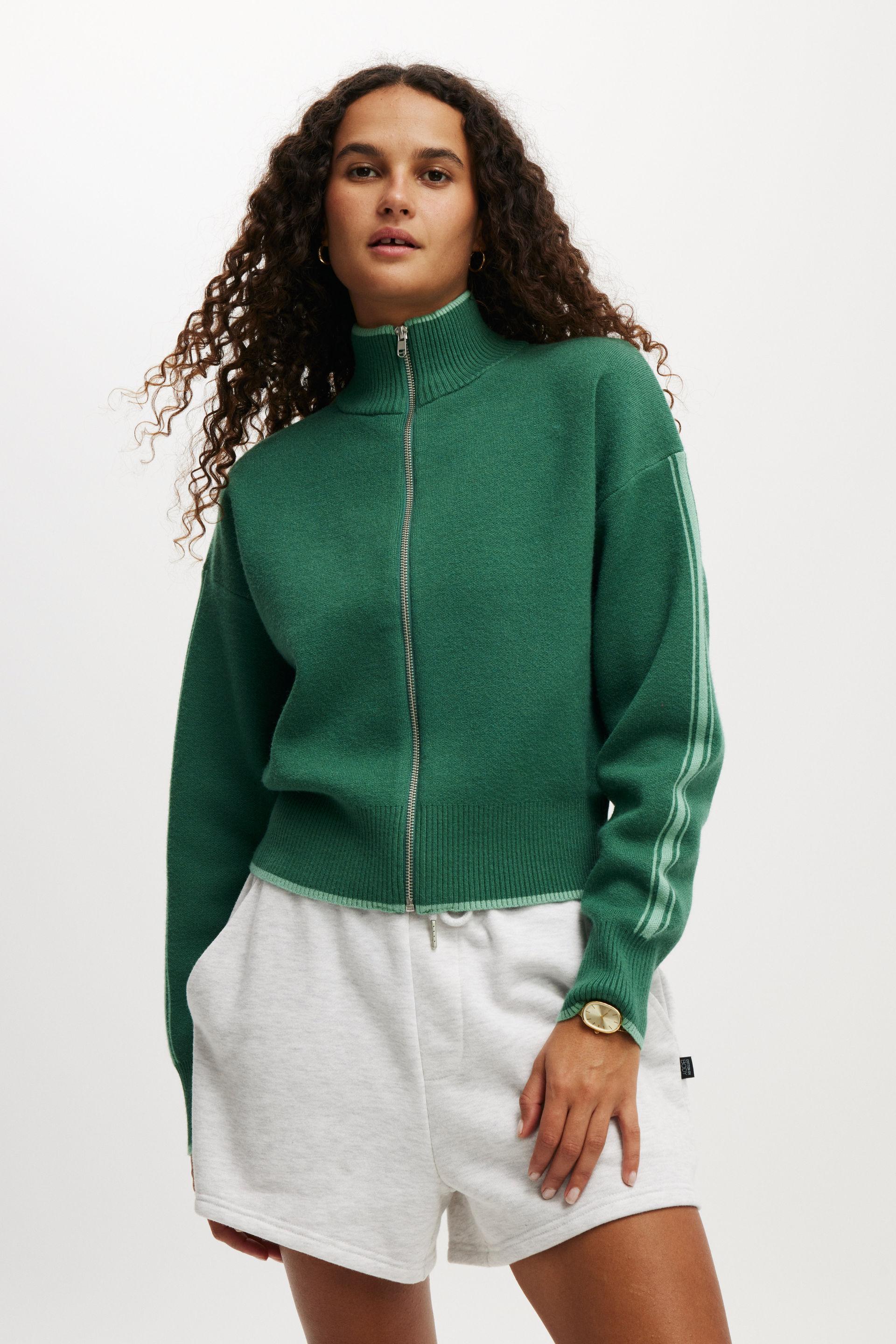 Stretch-Knit Loose-fit Sporty Jacket in Mint Green