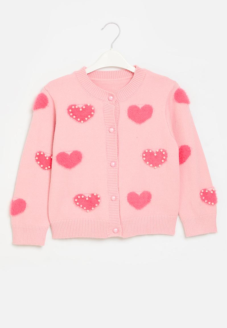 Sweet Pink Heart Knit Cardigan