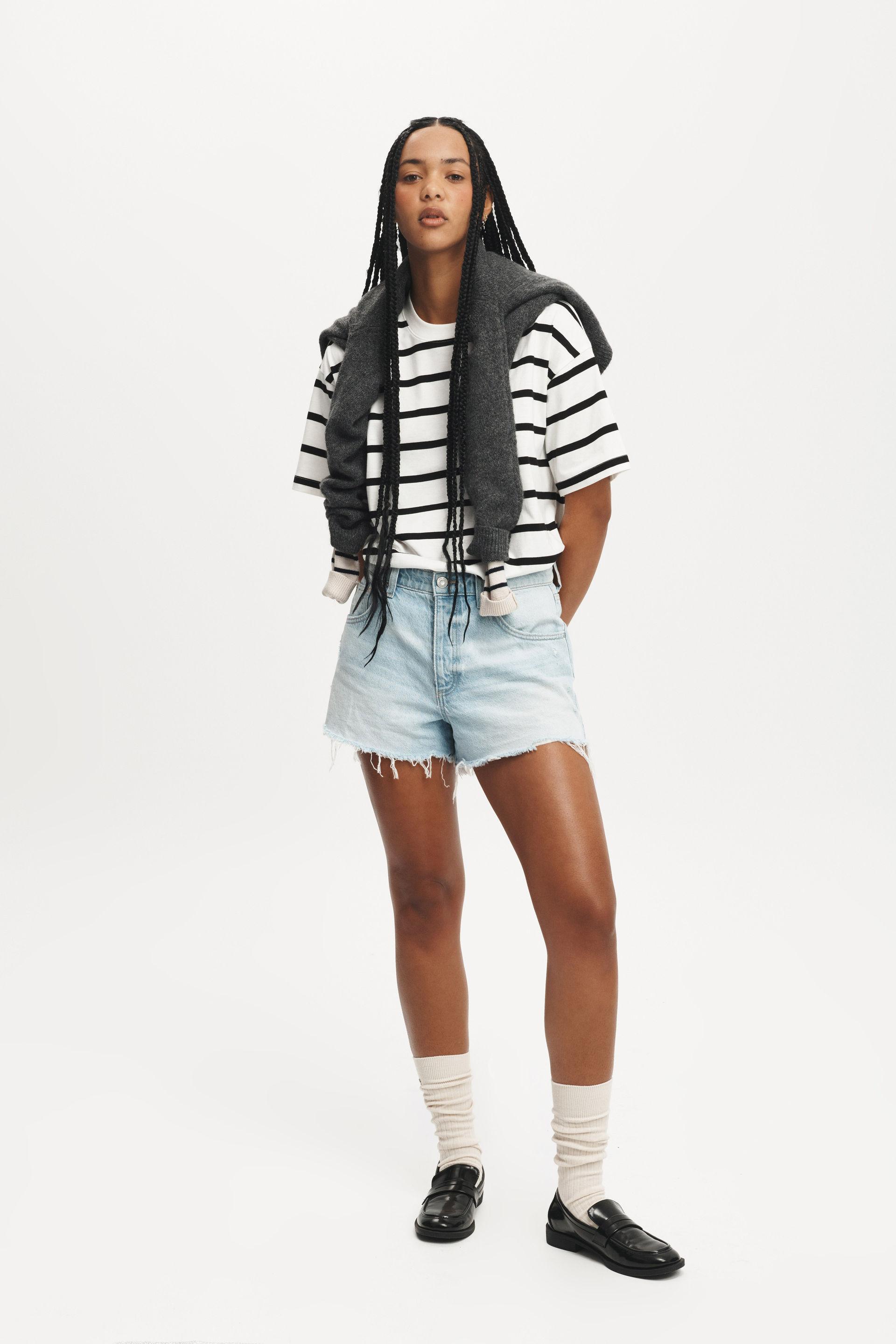 Cut Off Denim Short - Light Blue main image 1