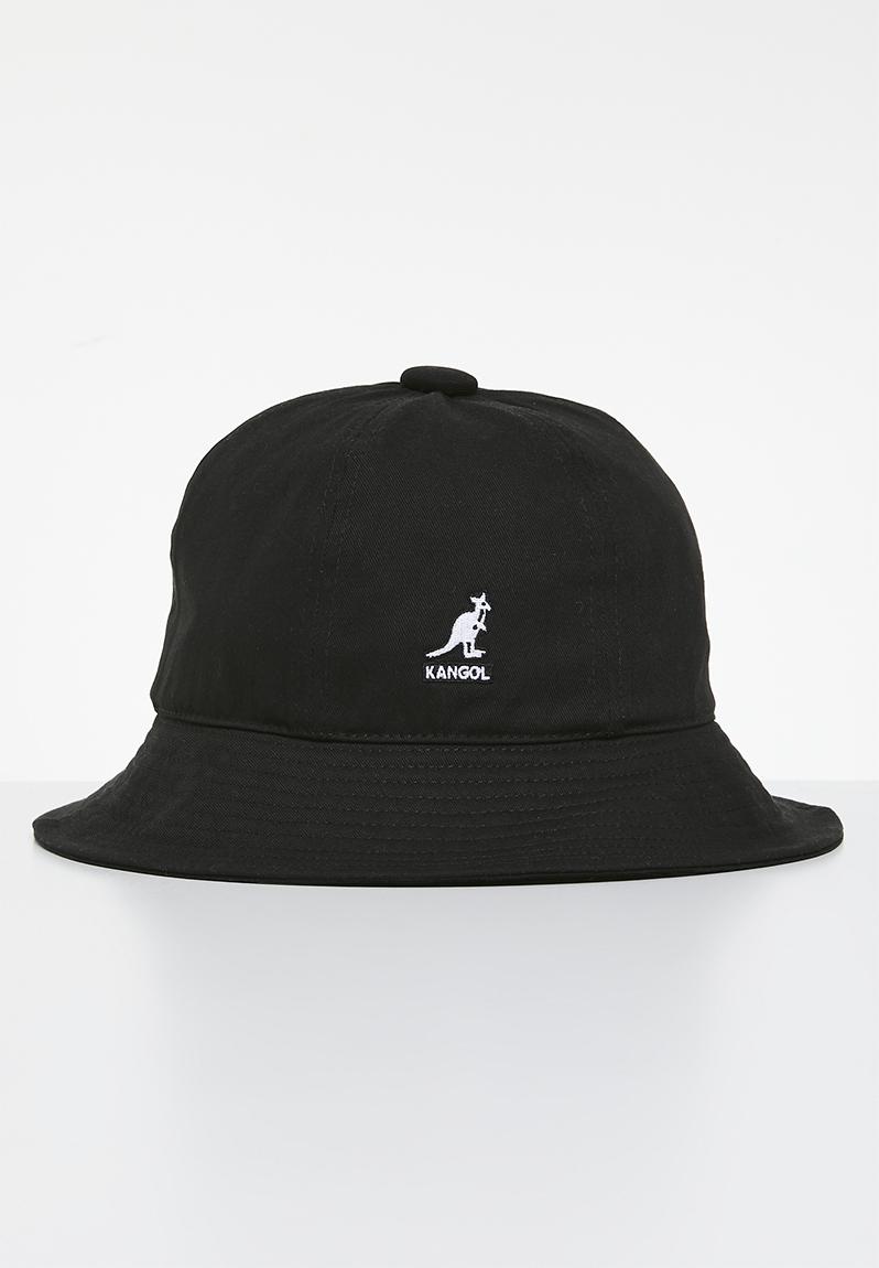 Washed casual bucket hat - black