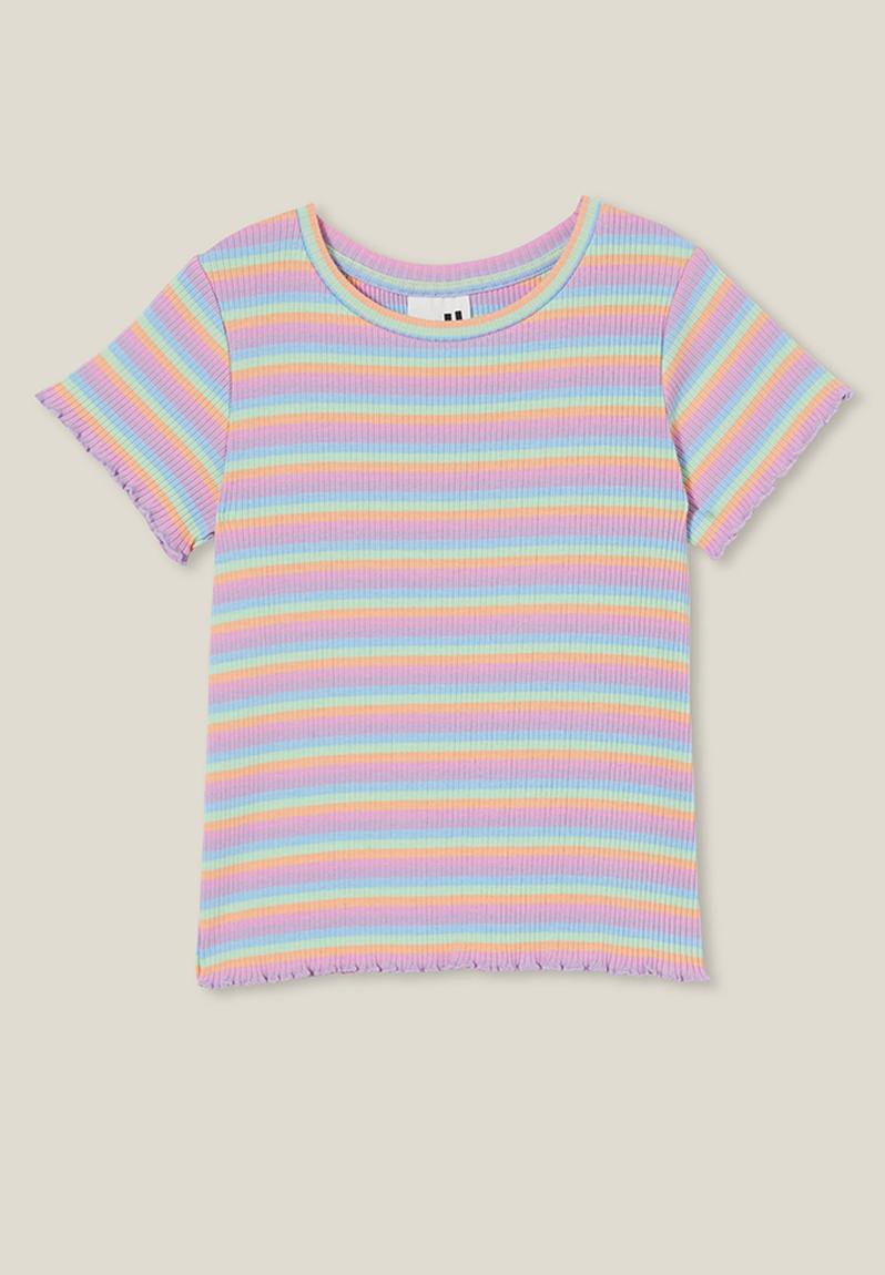 Raya rib baby tee - rainbow stripe rib