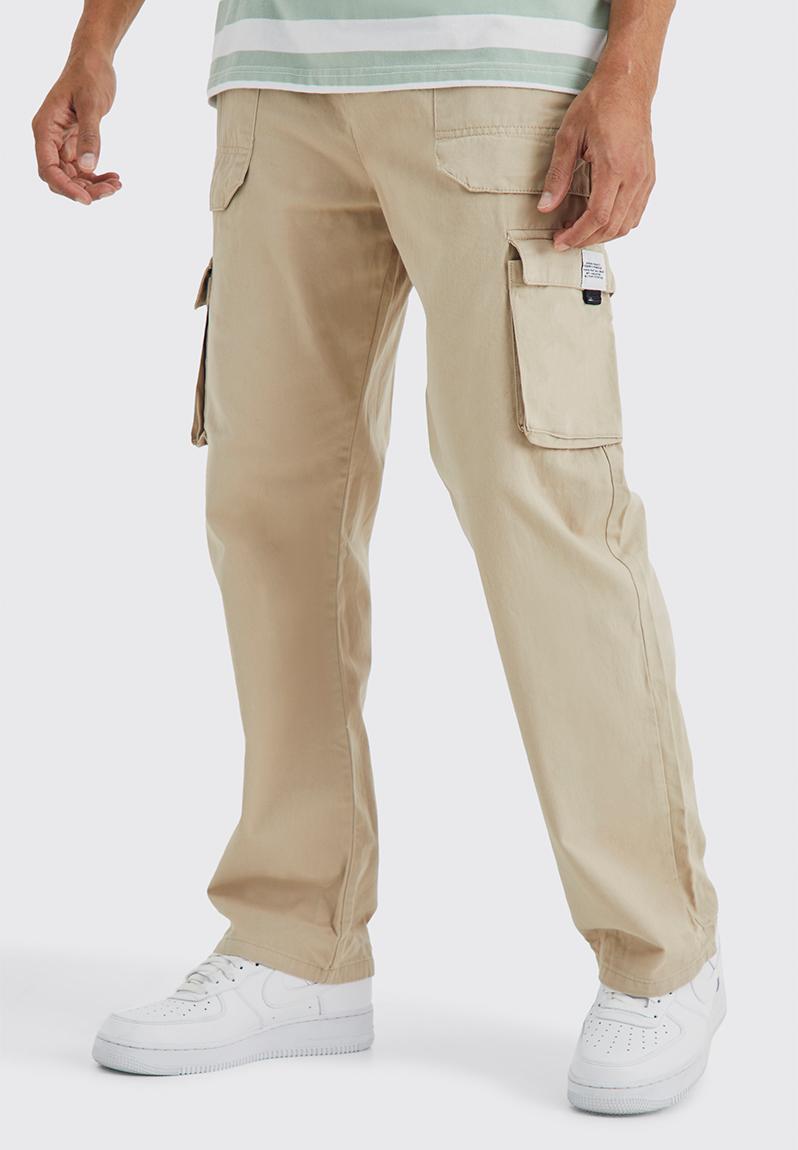 Dark Stone Relaxed Fit Stretch Cargo Chino Trousers