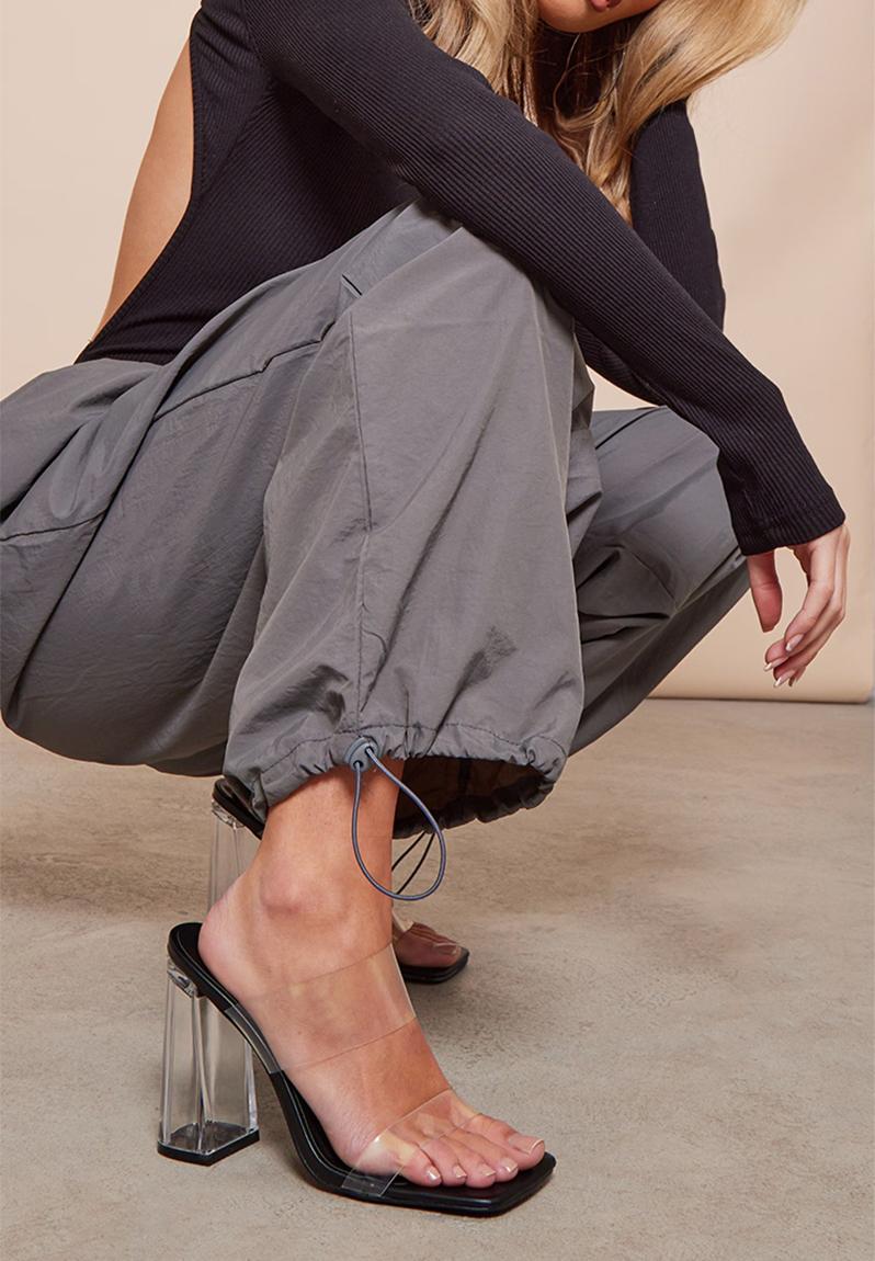 One Word Square Head Thick High Heels